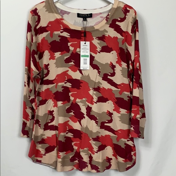 NWT Joseph A. Burgundy/pink sweater size Lg - Picture 2 of 6